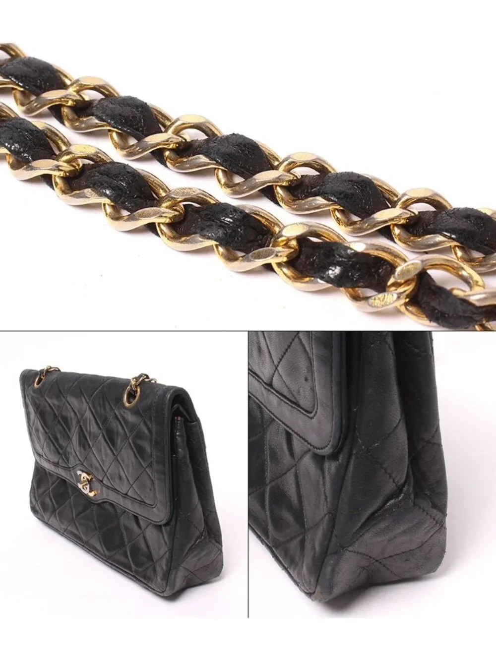 Chanel Shoulder Bag Crossbody Gold Quilted Double Chain Flap Paris Exclusive